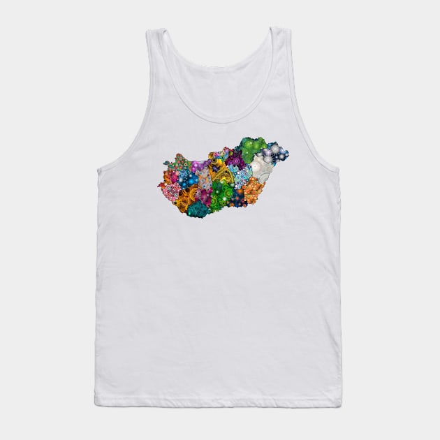 Spirograph Patterned Hungary Counties Map Tank Top by RachelEDesigns